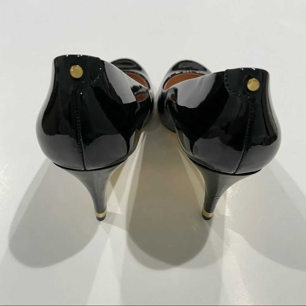 Ted Baker London Glossy Black Heels with Gold Detail - Picture 7 of 11